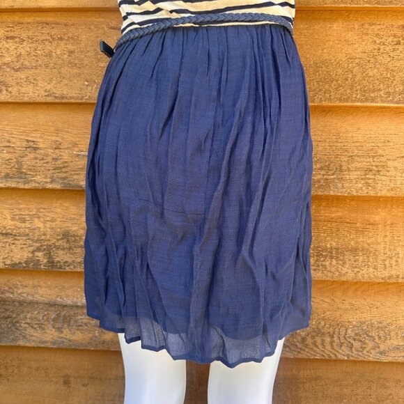 Charlotte Russe Navy Blue Striped Dress With Belted Waist Size M - Picture 8 of 8